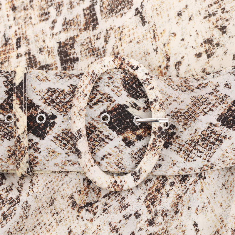 Nicholas Ruched Snake Print Silk Midi Skirt. Size 12UK