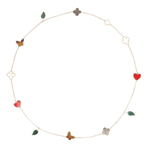 Custom Made - 12 Motif Long Necklace in 18K Yellow Gold