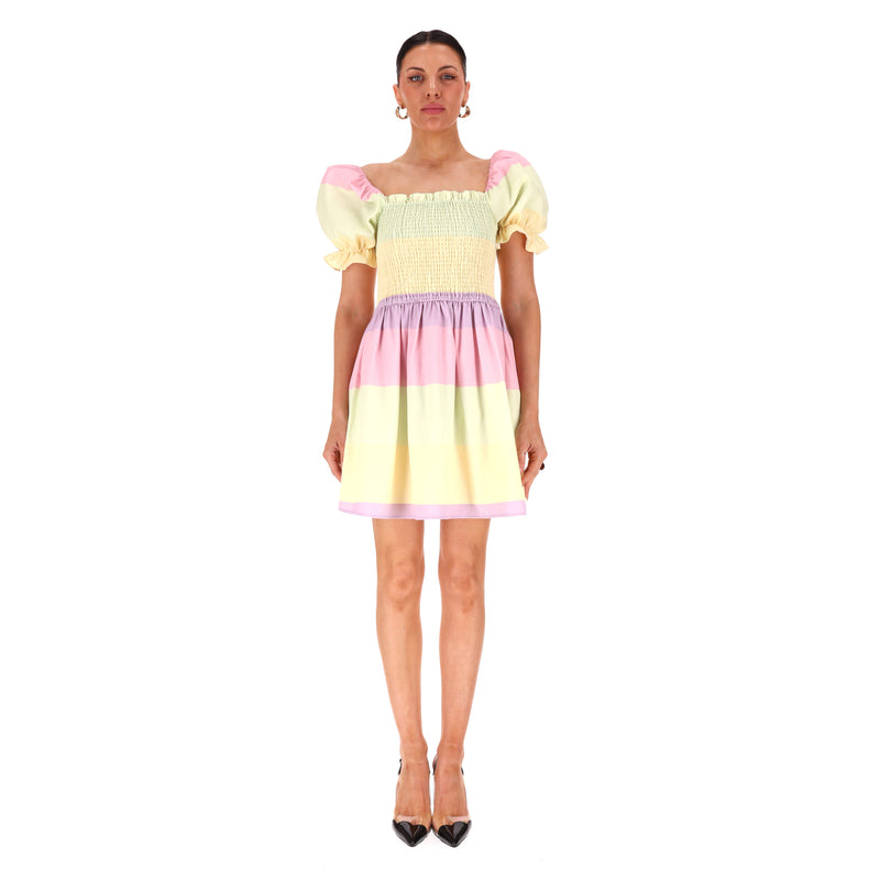 Olivia Rubin Shirred Striped A-Line Dress. Size 12UK