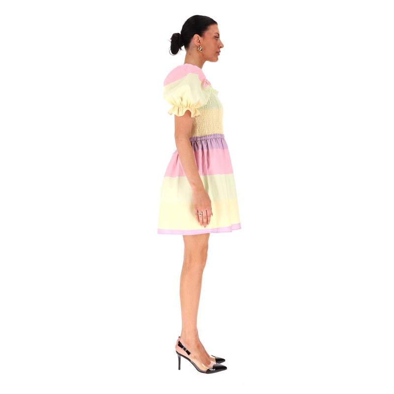 Olivia Rubin Shirred Striped A-Line Dress. Size 12UK