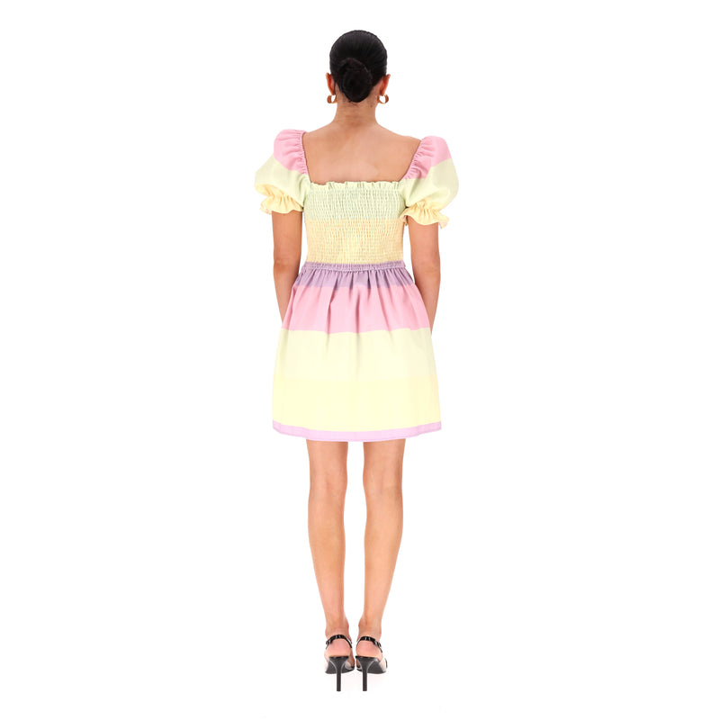 Olivia Rubin Shirred Striped A-Line Dress. Size 12UK