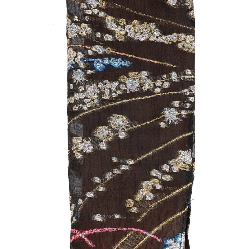 Oscar De La Renta Silk Blend Metallic Embroidered-Firework Mesh Evening Gown. Size XS