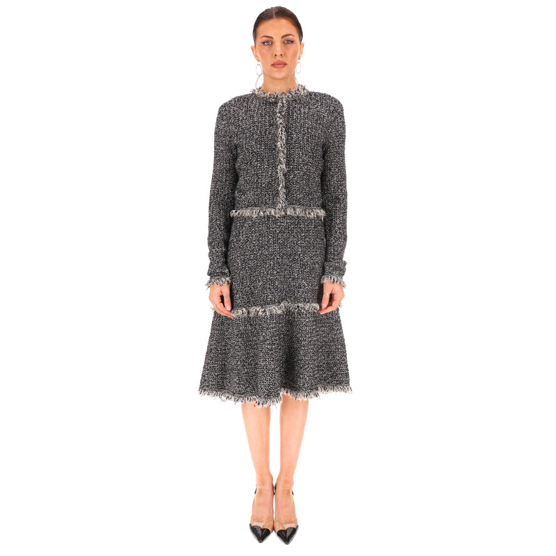 Oscar De La Renta Wool Boucle Dress & Jacket Two-Piece Set. Size S/M