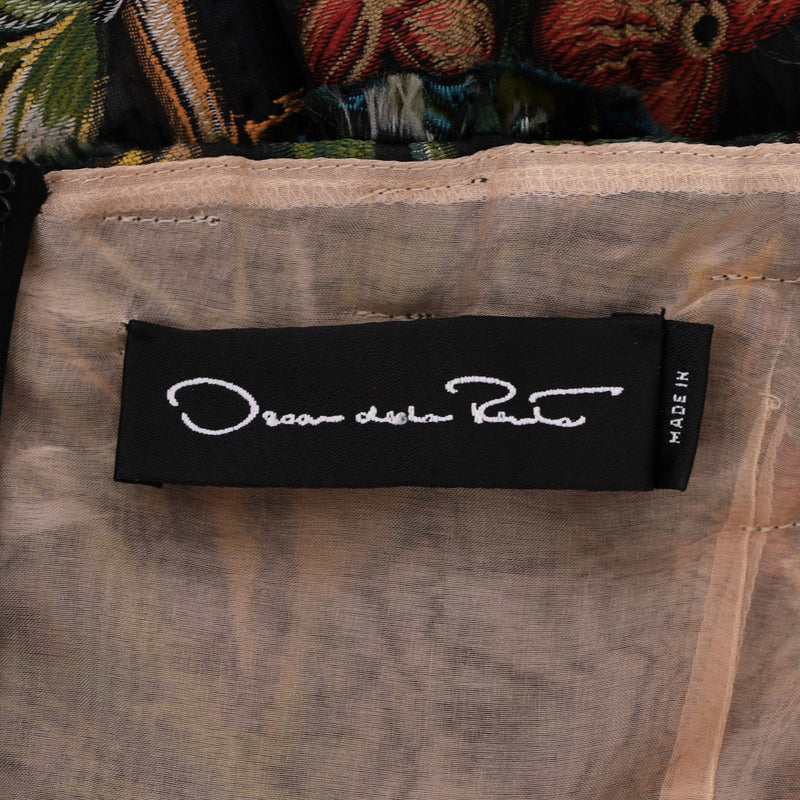 Oscar De La Renta Floral Tapestry Puff-Sleeve Silk Blend Dress. Size 8UK
