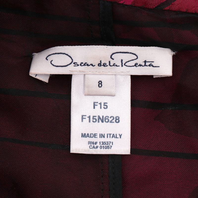 Oscar De La Renta Rose Print Lace Embellished Silk Blend Dress. Size 8US