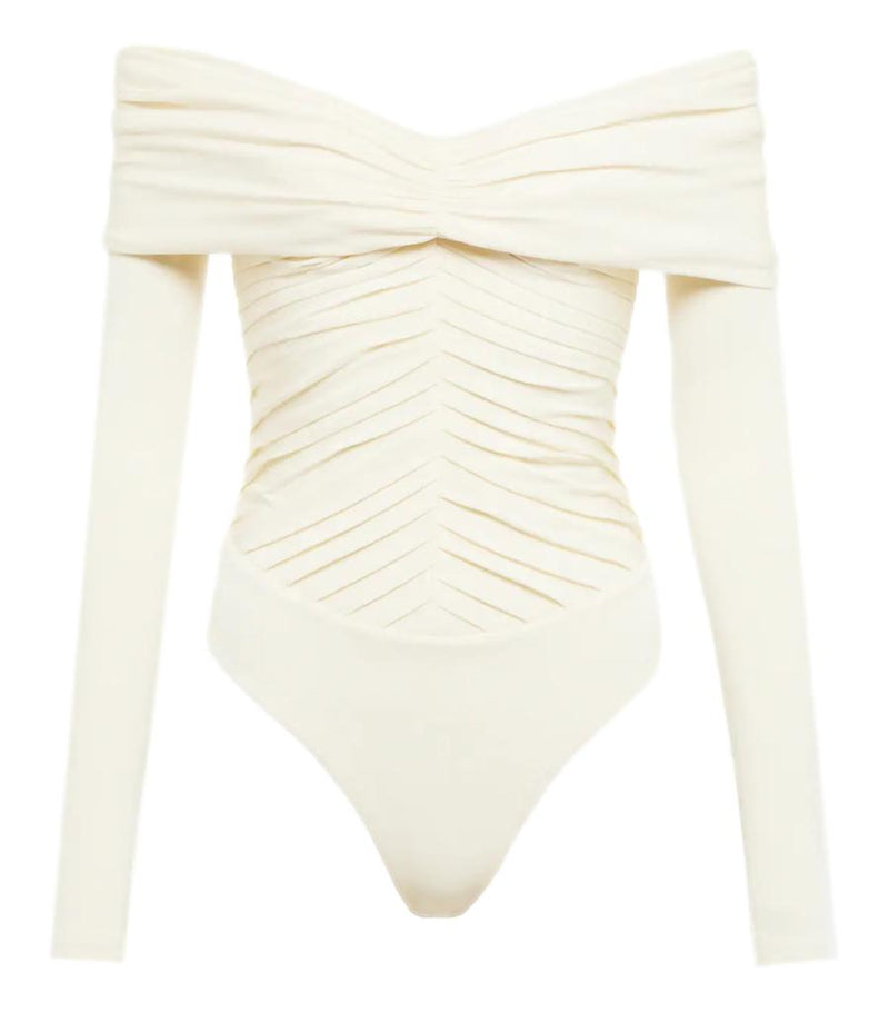 Khaite Off The Shoulder Crepe Jersey Bodysuit. Size XS