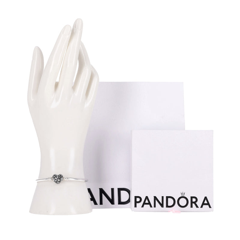 Pandora Sterling Silver Celestial Heart Clasp Bangle