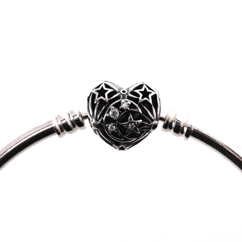 Pandora Sterling Silver Celestial Heart Clasp Bangle
