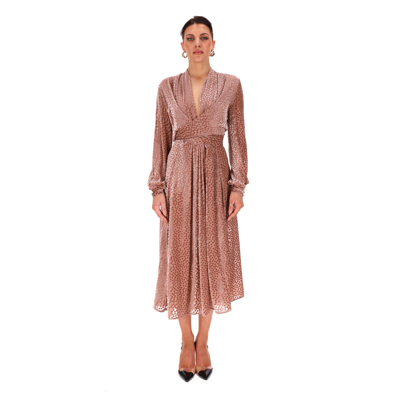 Petar Patrov Silk Blend Velvet Patterned Wrap Dress. Size 36FR