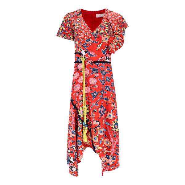 Peter Pilotto Raffle Wrap Silk Dress. Size 8UK