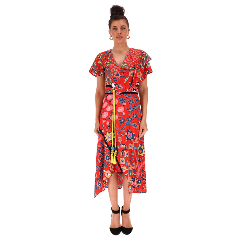 Peter Pilotto Raffle Wrap Silk Dress. Size 8UK