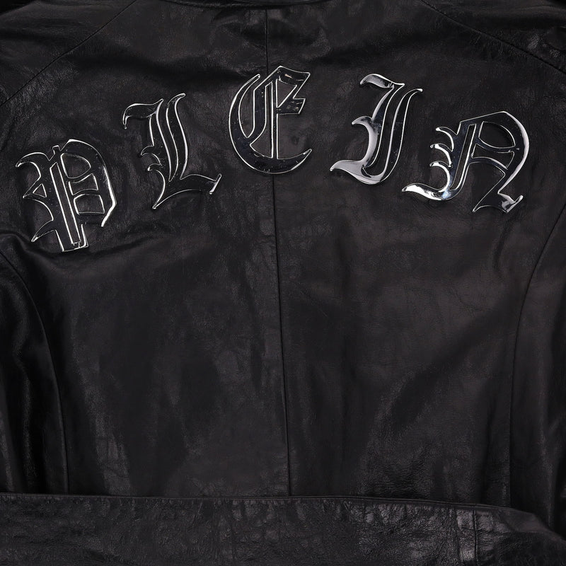 Philipp Plein Ltd Edition Logo Leather Trench Coat. Size S