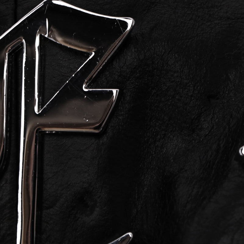 Philipp Plein Ltd Edition Logo Leather Trench Coat. Size S