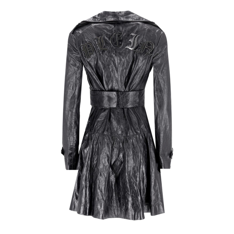 Philipp Plein Ltd Edition Logo Leather Trench Coat. Size S