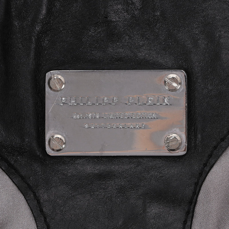 Philipp Plein Ltd Edition Logo Leather Trench Coat. Size S