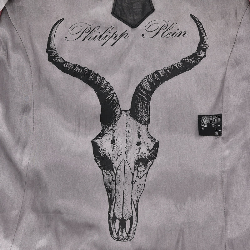 Philipp Plein Ltd Edition Logo Leather Trench Coat. Size S