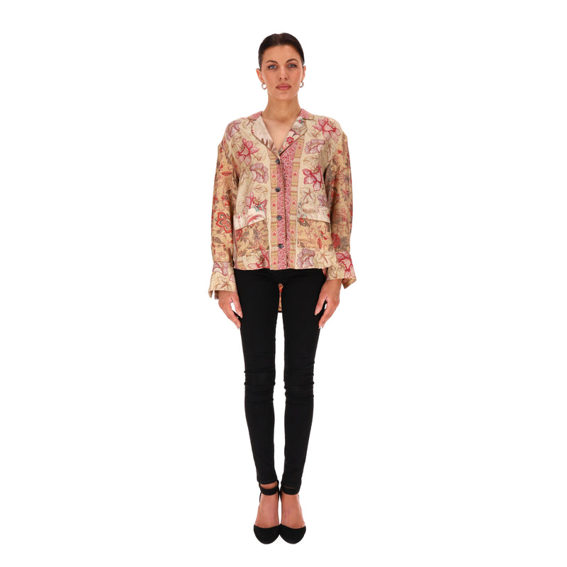 Pierre-Louis Mascia Floral Ethnic Printed Silk Shirt. Size XS