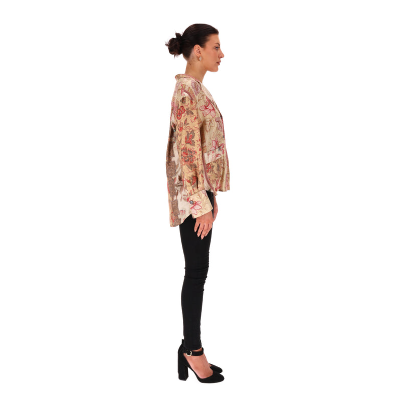Pierre-Louis Mascia Floral Ethnic Printed Silk Shirt. Size XS