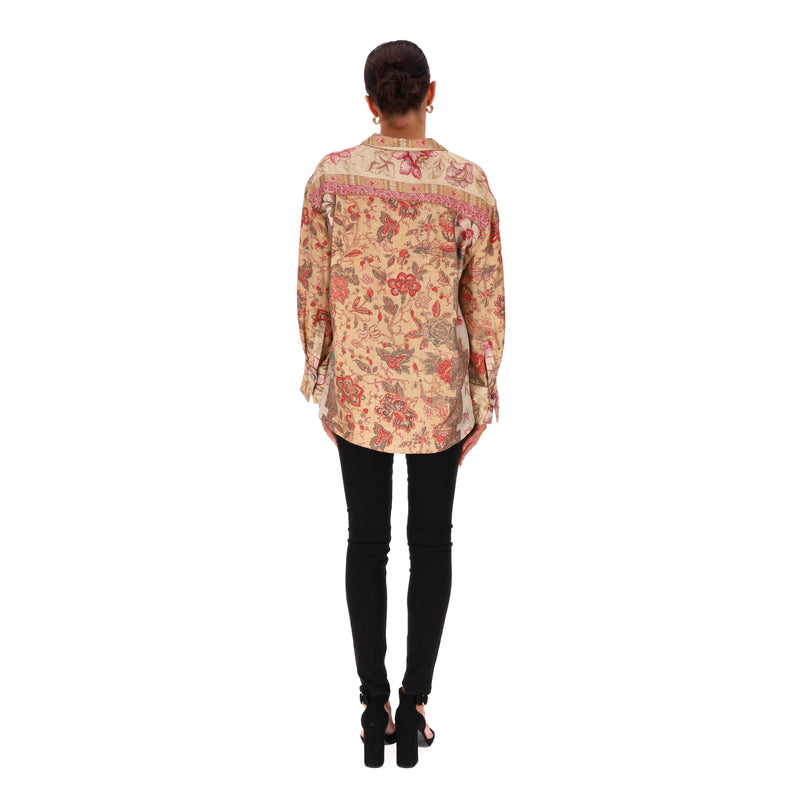 Pierre-Louis Mascia Floral Ethnic Printed Silk Shirt. Size XS
