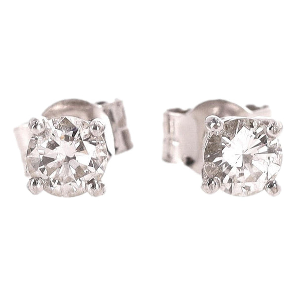 Diamond Solitaire Earrings Set In Platinum