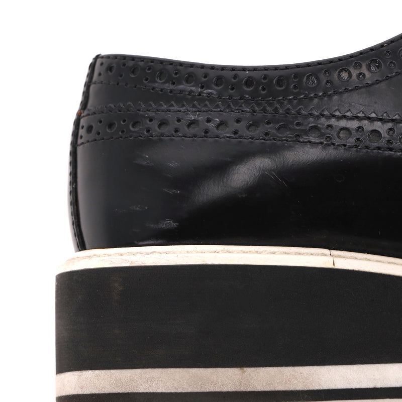 Prada Wingtip Leather Platform Brogues. Size 35