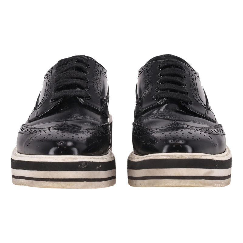 Prada Wingtip Leather Platform Brogues. Size 35