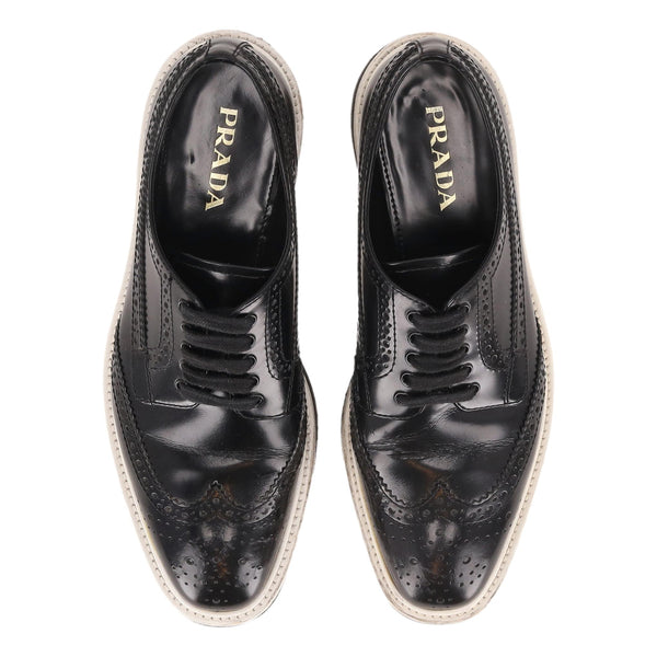 Prada Wingtip Leather Platform Brogues. Size 35