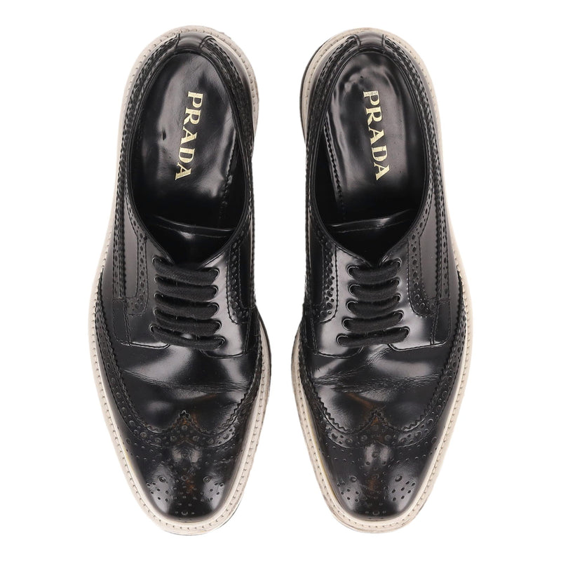 Prada Wingtip Leather Platform Brogues. Size 35