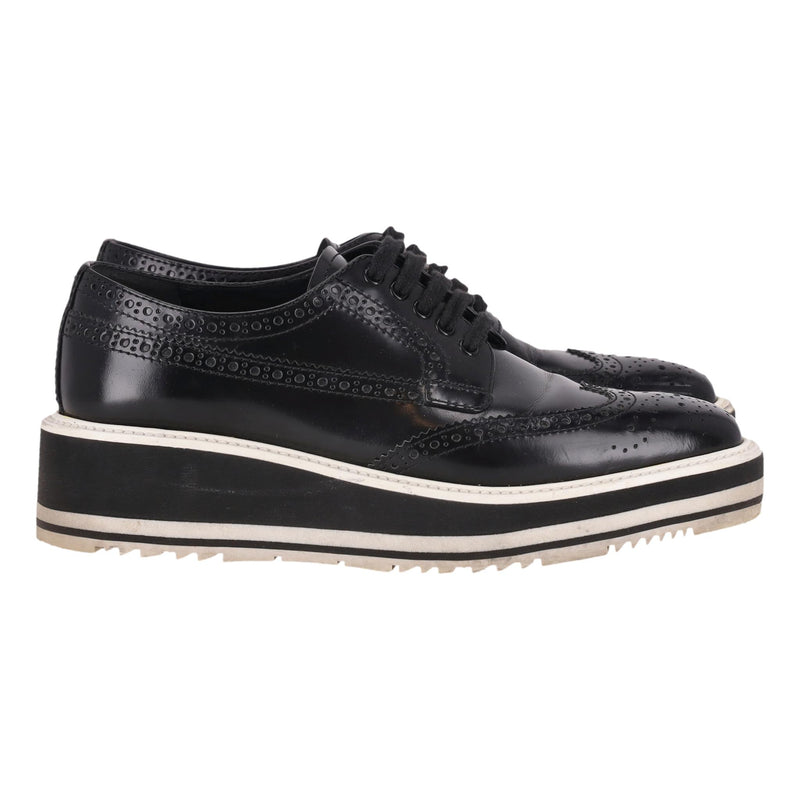 Prada Wingtip Leather Platform Brogues. Size 35