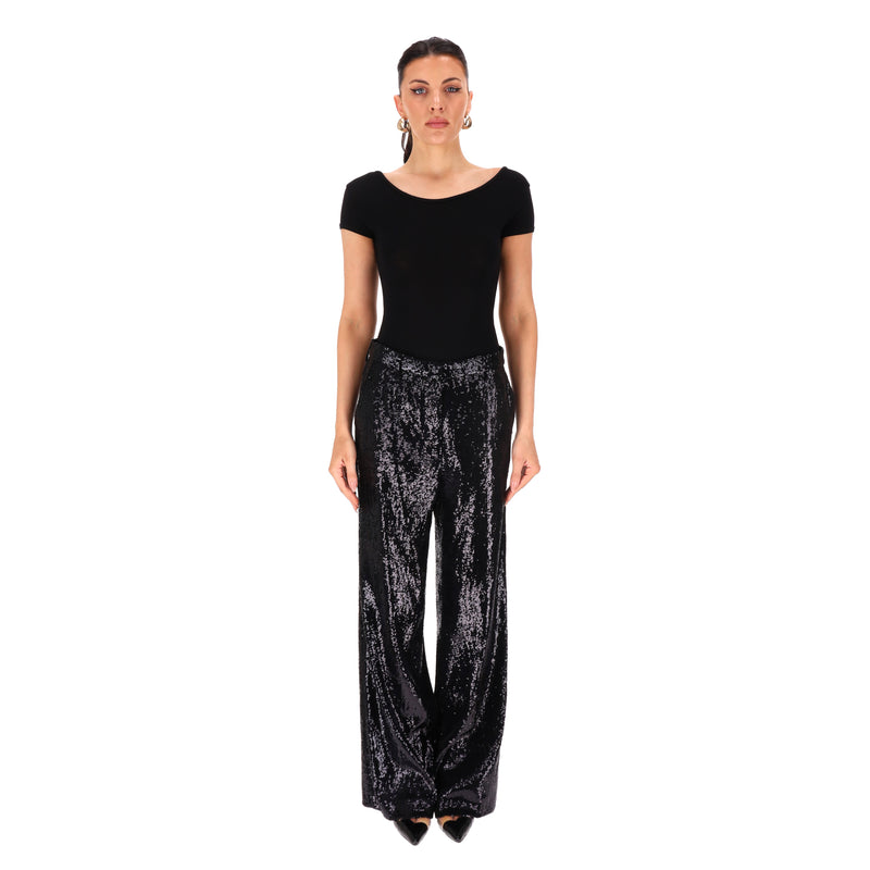 Prada Sequin Wide-Leg Trousers. Size 40IT