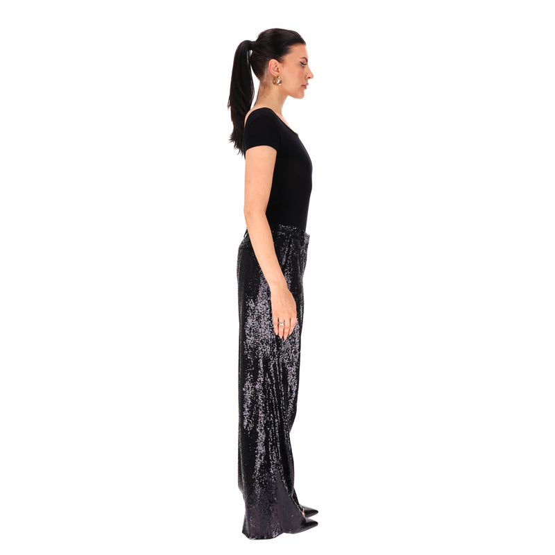 Prada Sequin Wide-Leg Trousers. Size 40IT