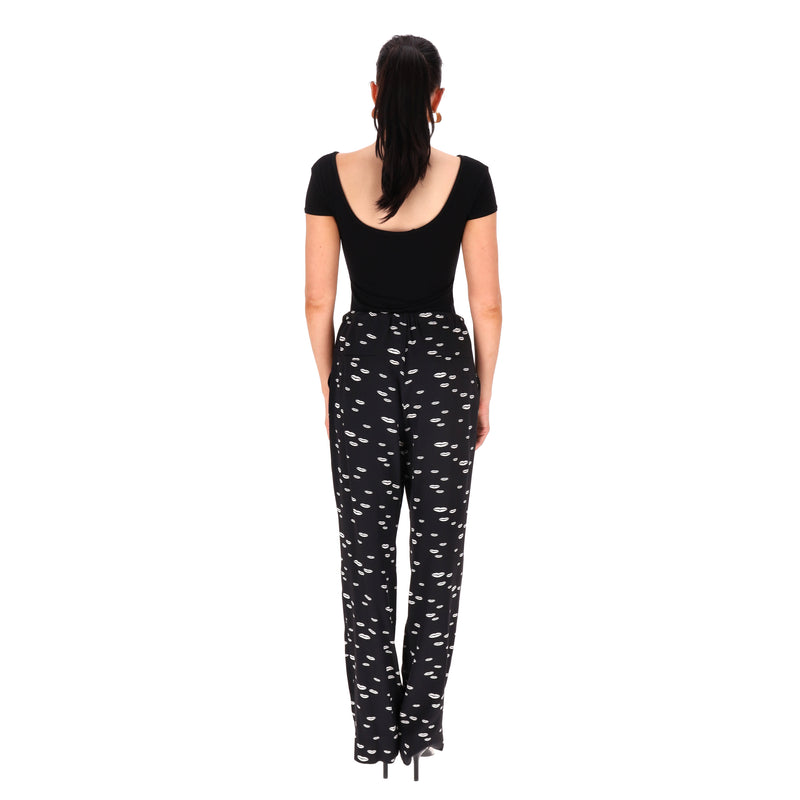 Prada Kiss Print Silk Trousers. Size 40IT
