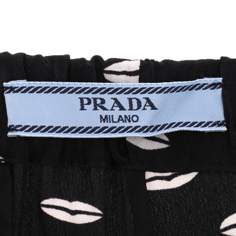 Prada Kiss Print Silk Trousers. Size 40IT