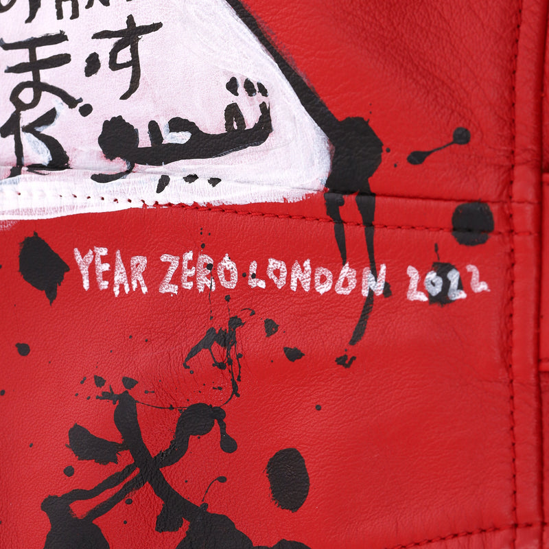 Prada Custom Painted Leather & Mink Fur Biker Jacket. Size M