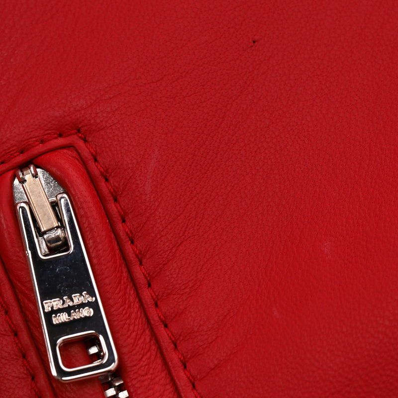 Prada Custom Painted Leather & Mink Fur Biker Jacket. Size M