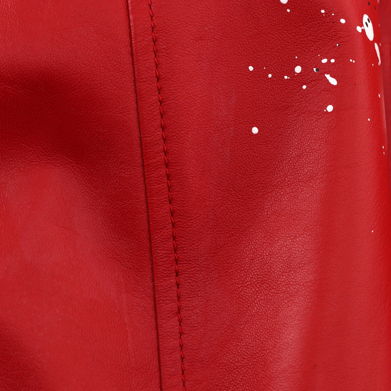 Prada Custom Painted Leather & Mink Fur Biker Jacket. Size M