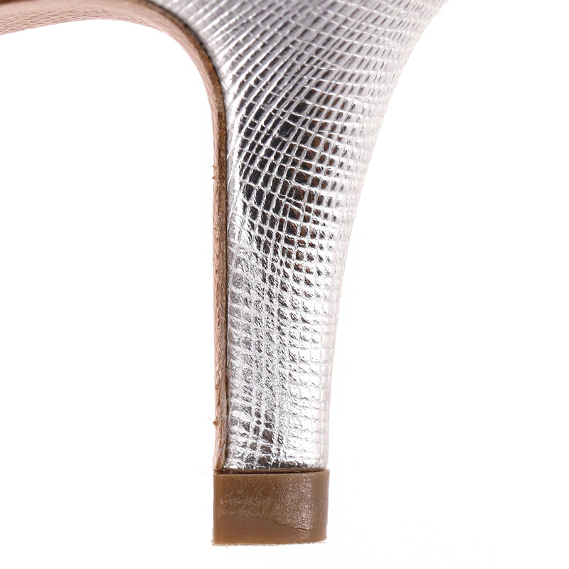Prada Metallic Leather Slingback Kitten Heel Pumps. Size 40