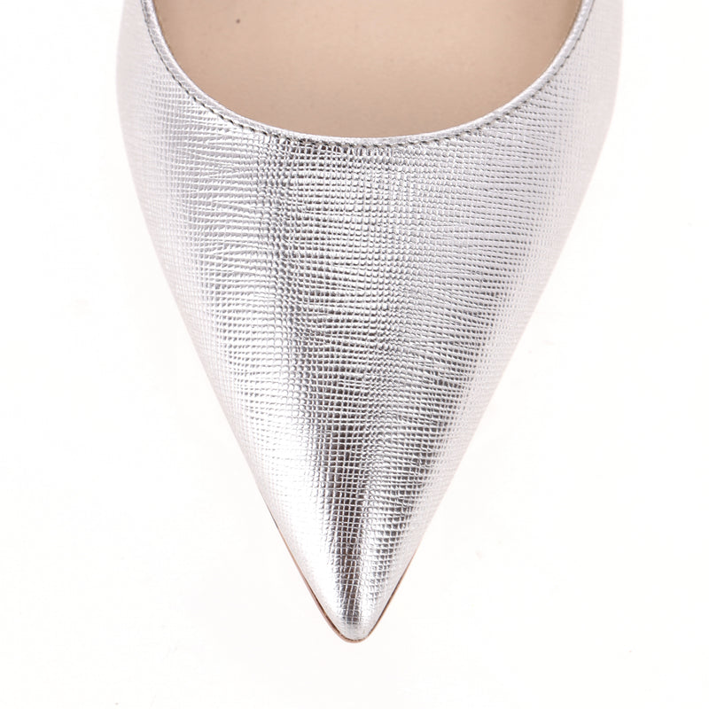 Prada Metallic Leather Slingback Kitten Heel Pumps. Size 40