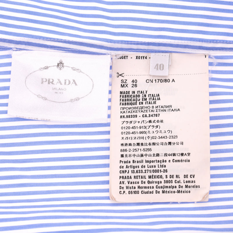 Prada Striped Ruffle Front Top. Size 40FR