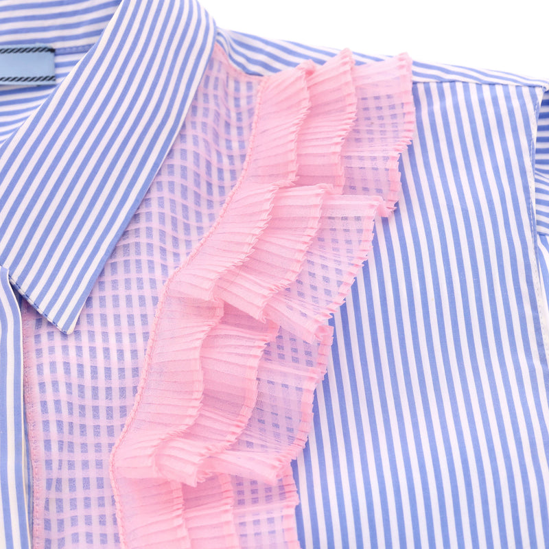 Prada Striped Ruffle Front Top. Size 40FR