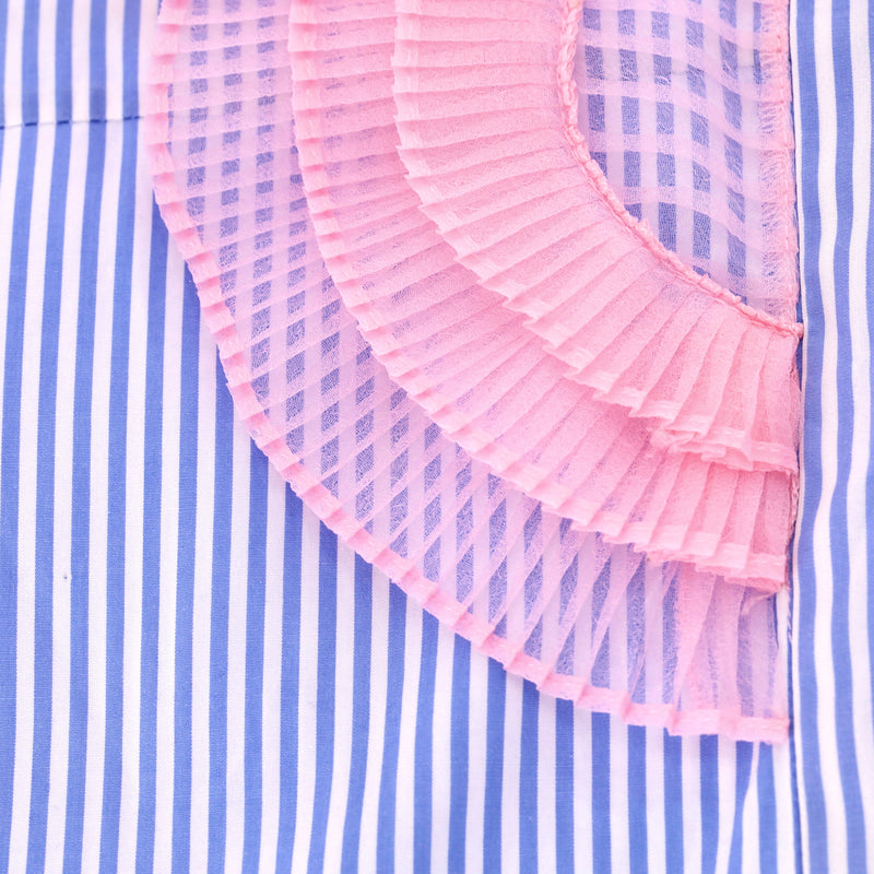 Prada Striped Ruffle Front Top. Size 40FR