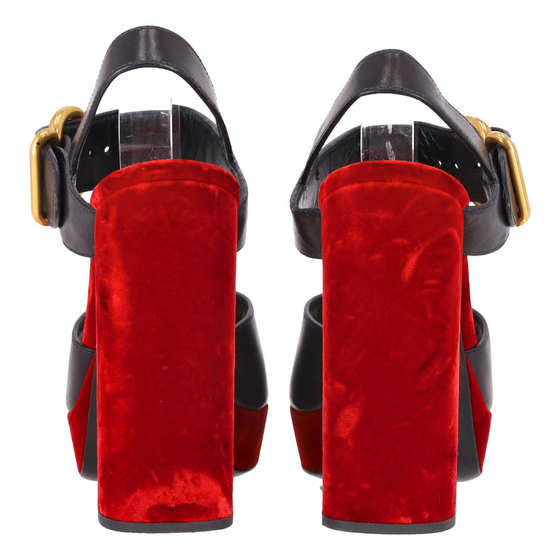 Prada Platform Leather Sandals With Velvet Heel. Size 39