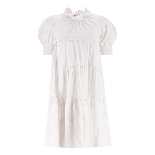 Prada Tiered Puff-Sleeve Cotton Dress. Size 42IT
