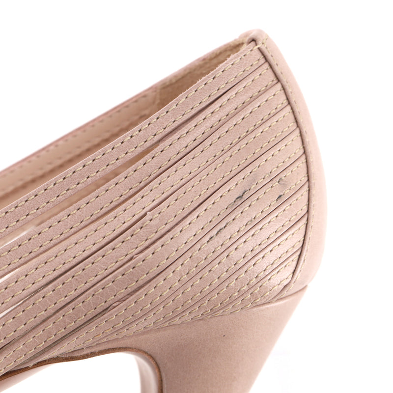 Prada Strappy Leather Peep-Toe Pumps. Size 40