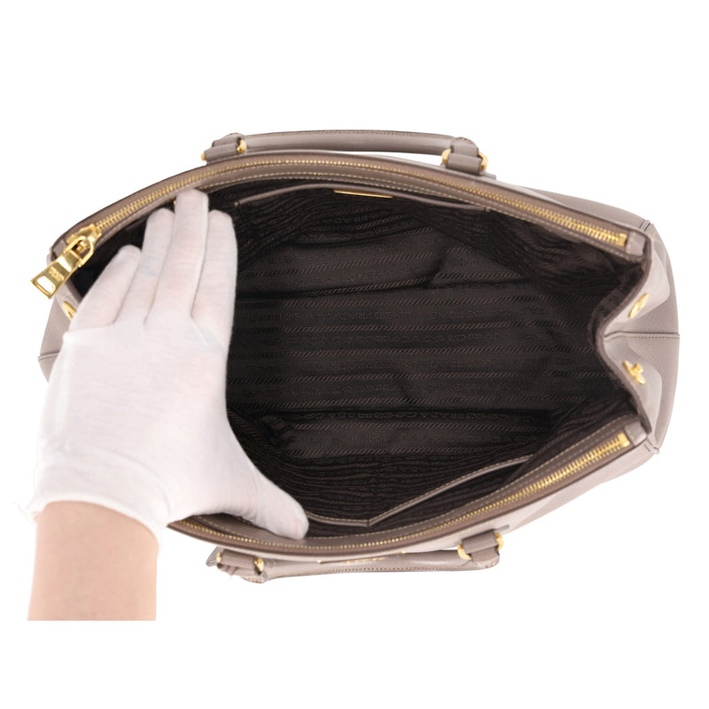 Prada Saffiano Leather Double Zip Galleria Tote Bag