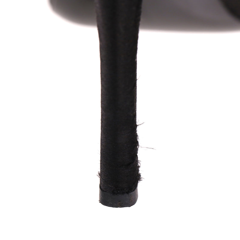 Prada Rose Detail Satin Peep-Toe Pumps. Size 39.5