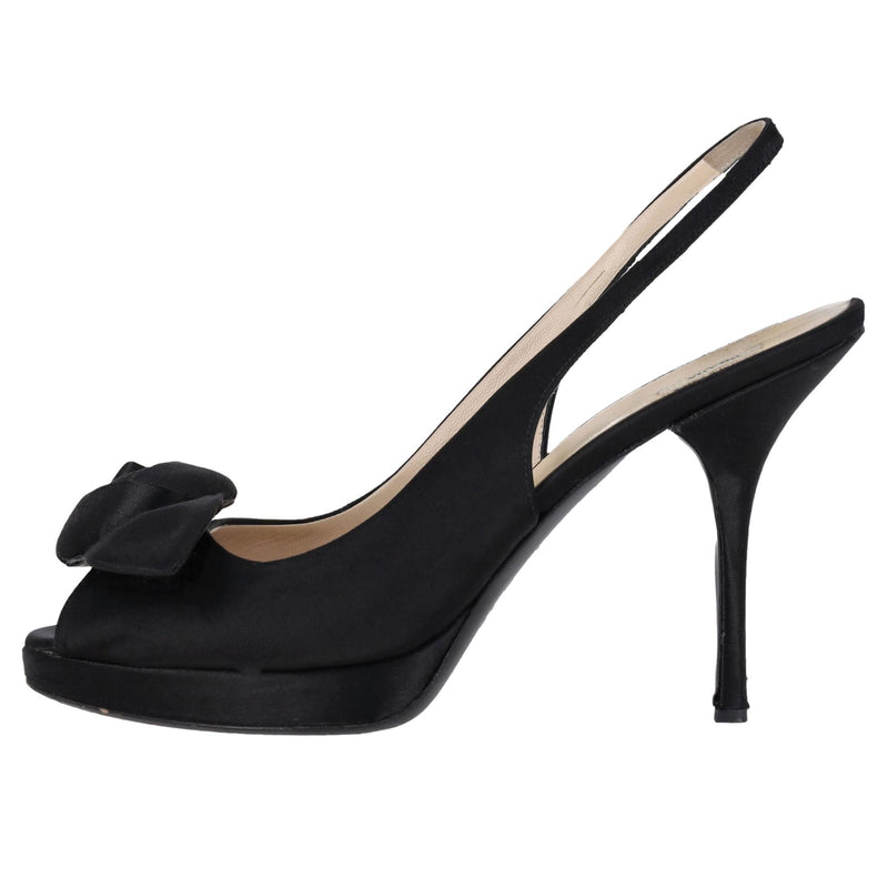 Prada Rose Detail Satin Peep-Toe Pumps. Size 39.5