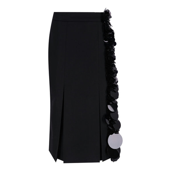 Prada Sequin Trimmed Virgin Wool Midi Skirt. Size 40IT