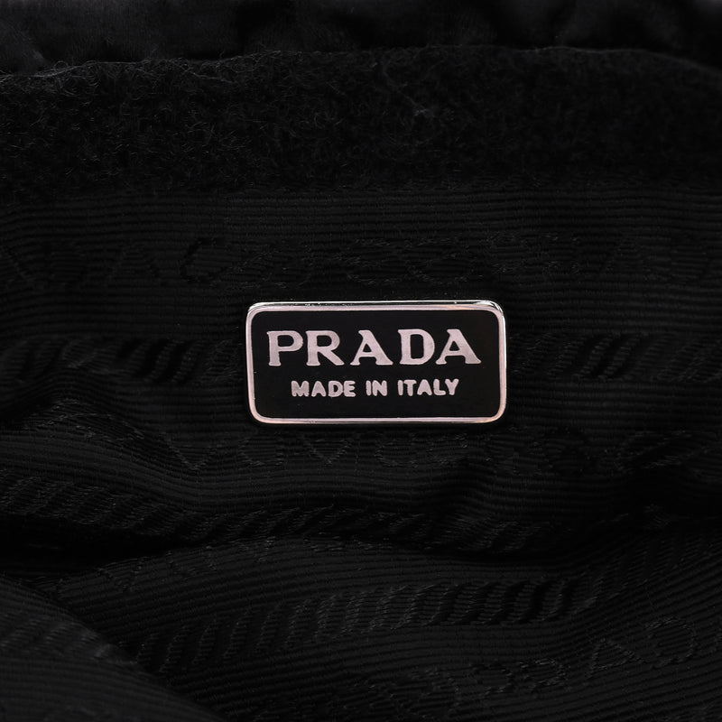 Prada Gathered Cosmetic Travel Pouch With A Logo To The Side