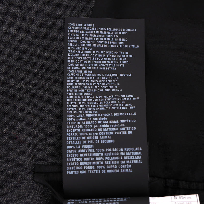 Prada Wool Hooded Gabardine Jacket With A 'Prada' Triangle Logo Pouch. Size 36IT